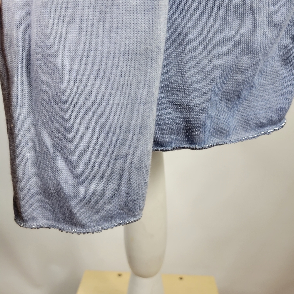 Made in Italy ART 8418 AF Chambray Knit Top Silver Metallic Accents Size L/XL - Picture 4 of 11